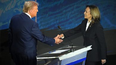 Foto de Donald Trump e Kamala Harris estão lado a lado com eleitores criptográficos, revela pesquisa da Coinbase